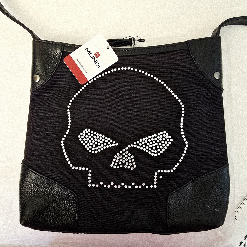 Harley Davidson Skull Bling Adjust Leather Strap Crossbody NWT - Picture 11 of 12